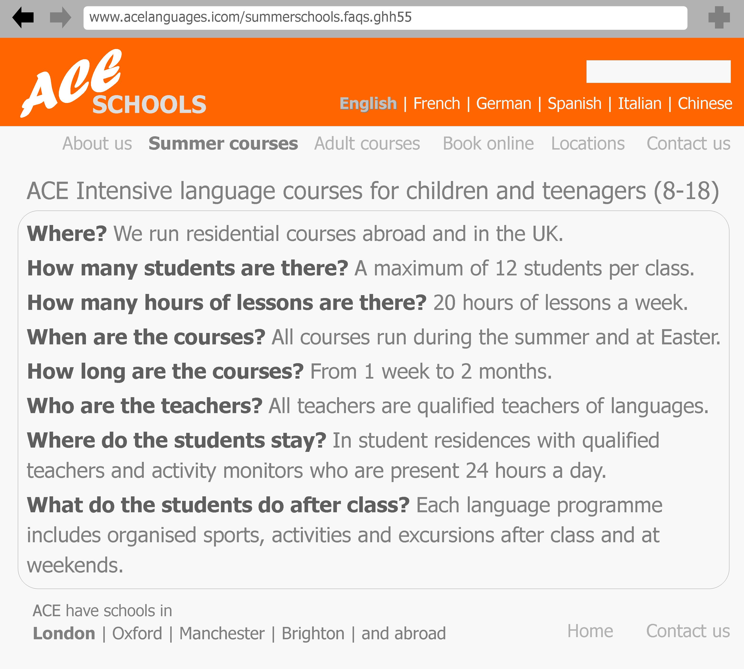 website-style text about a language school