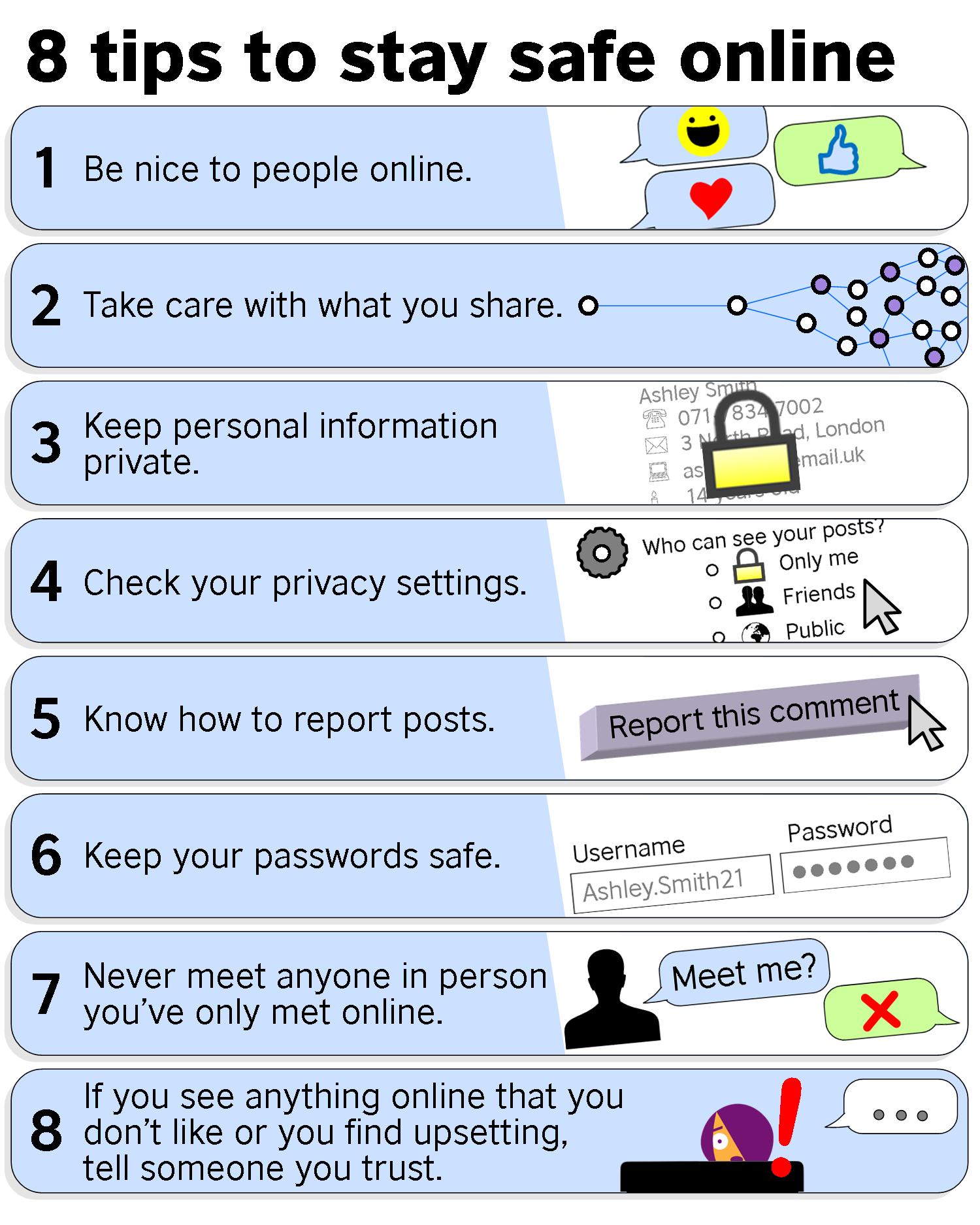 poster with online safety tips